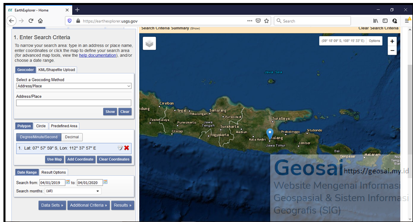 Cara Download Citra Landsat 8 - Geosai